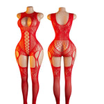 Ultra Hot Crotchless Lingerie Open Bra Erotic Costumes Transparent BodySuits Adults Hanging Neck Bodystockings Fishnet Underwear