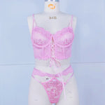 Fancy Lingerie Floral Lace Bra Set Bilizna Luxury Sensual Underwear Sexy Erotic Fairy Fine Lace See Through Exotic Sets