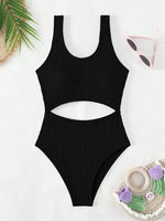Sexy White One Piece Swimsuit Women New Hollow Out Swimwear 2024 Ribbed Bathing Suit Push Up Monokini Beach Swimming Suit Summer