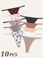 10Pcs/Set Seamless Thong Women Thin Strap Low Waist High Flexibility Panties Underwear Ladies Briefs T-back Comfortable Women