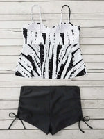 High Waist Push Up Swimwear Women 2023 New Two Piece Swimsuit with Shorts Shell Tankini Set Female Swim Bathing Suit Trunks XL