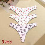 3Pcs Women G-string Seamless Sweet Fruit Thongs Low-waist Panties Ladies Soft Cute Thongs Female S-XL T-Back Panties Underwear