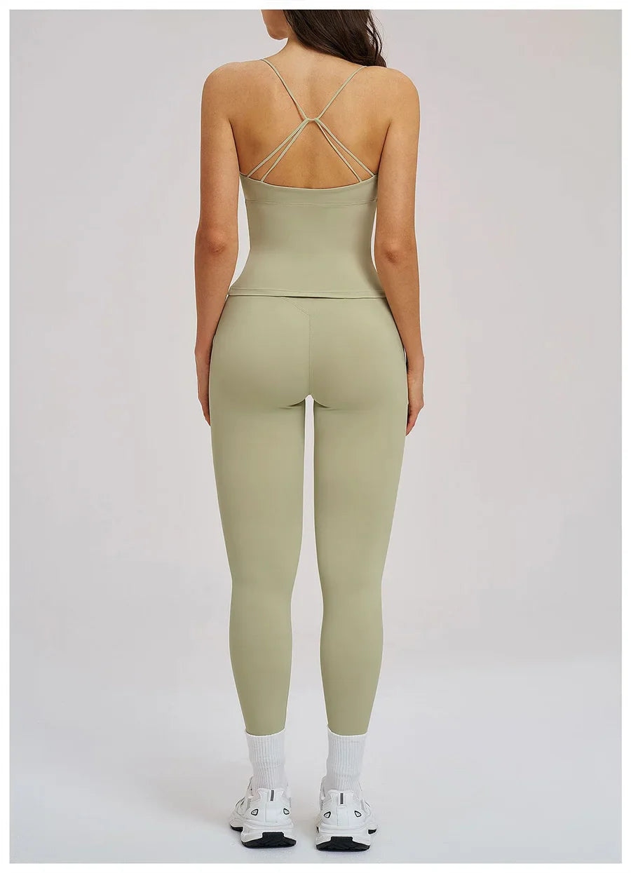 2PCS Yoga Suit Sports Set Women Fitness Quick-Drying Gym Tracksuit Running Nude Feeling Workout Outfit Sport Bra Leggings Suit