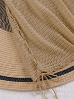 Solid Knit Halter V-neck Side Cross Straps Slim Beach Mini Dress 2026 Women Crochet Beach Swimsuit Cover Up Vacation Outfit K104