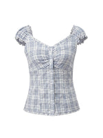 Women Summer Tops and Blouse Short Sleeve Square Neck Button Down Shirts Y2K Retro Casual Daily Streetwear