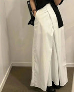 Loose Knee-Length A-Line Skirt Versatile Minimalist Design Commute High Waist Midi Pure Color Polyester Fiber Skirt WDM4