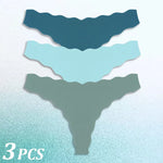 3PCS Women Seamless Panties Wavy Design Ultra-thin Panties Women Ice Silk Underwear Sexy Panty Low Waist G-string Female Solid