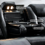 TODRANI Power Reclining Sofa 0 Gravity w/ Wireless Charger,LED Floor Lights,Reading Light, Drop-down Table USB/Type-C Port(070)