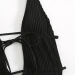 2026 New Deep V One Piece Black Swimsuit Halter Solid Color Women's Backless Bathing Suit Bandage White Swimwear For Female