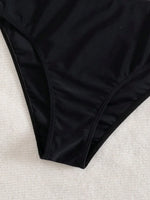 Vintage Black Two Piece Bikini Set 2026 Women Metal Buckle Strap V Neck Pleate Tank Top High Waist Bikini Bathing Suit Swimwear