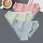 New 3Pcs/set Women's Cotton Panties M-2XL Women Patchwork Lace Underwear Sexy Low Waist Briefs Ladies Comfortable Underpants