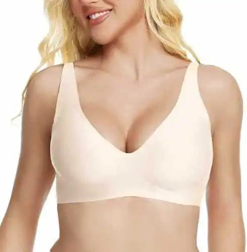 Pink Leopard Print Wire-free Seamless Bra Full Cup TThin Molded 3D Jelly Soft Support Bra Comfortable and Breathable Plus Up
