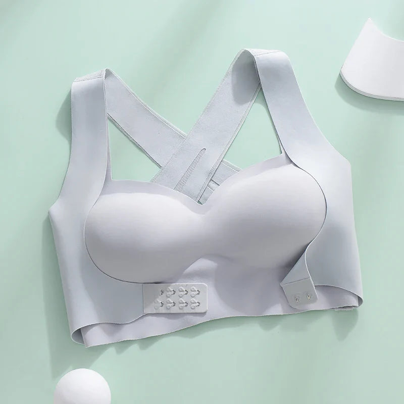 M-6XL Vest Women Seamless Underwear 2 In 1 Solid Adjustable Underwireless Bra Front Buckle Sexy Latex Shapers Humpback Corrected