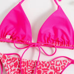 Sexy Micro Bikini 2025 Women Pink Leopard Print Neon Double Side Push Up Swimsuit Brazilian Beach Bathing Suit Thong Swimwear