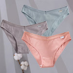 3PCS/Set Women Cotton Briefs Panties Ladies Sexy Solid Color Low Waist Underwear Female Soft Breathable Intimates Lingerie 2024