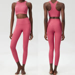 Yoga Set 2 Pieces Women's High Waisted Leggings Sports Vest Exercise Clothing Workout Outfits Fitness Sportswear Gym Tracksuit