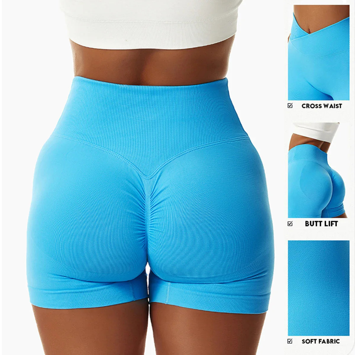 Summer Seamless High Waist Yoga Shorts Elasticity Sports Leggings Women Breathable Cycling Shorts Buttock Lift Gym Shorts Women