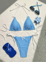 Sexy Micro Bikini 2024 Gingham Print Swimsuit Female Swimwear Women Strings Thong Bikinis Set Bather Beachwear Bathing Suit Pool