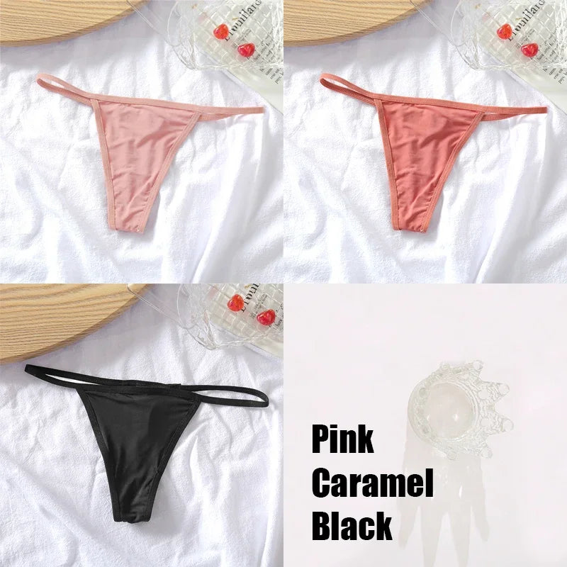 New 3PCS/Set Cotton Bikini Panties Women Sexy Solid Color Low Waist Thongs Female Breathable G-String Underwear Comfort Lingerie