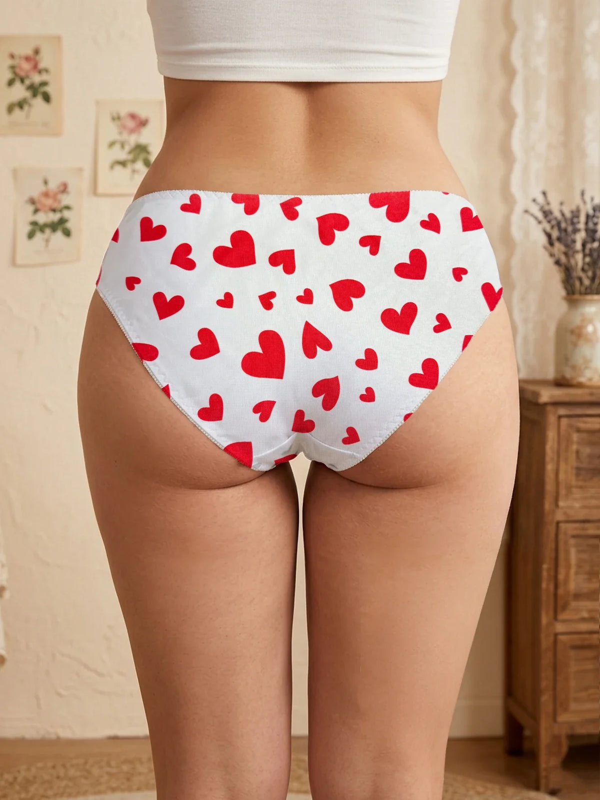 Summer Women's Panties Low Rise Heart Print Underwear Fashion Cute Comfortable Sexy Girl Briefs