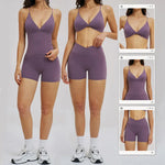 Women 2 Piece Gym Workout Set Female Bra Yoga Shorts Vest Fitness Wear Quick-DrySports Bra Suits Sportswear Tracksuit Outfits