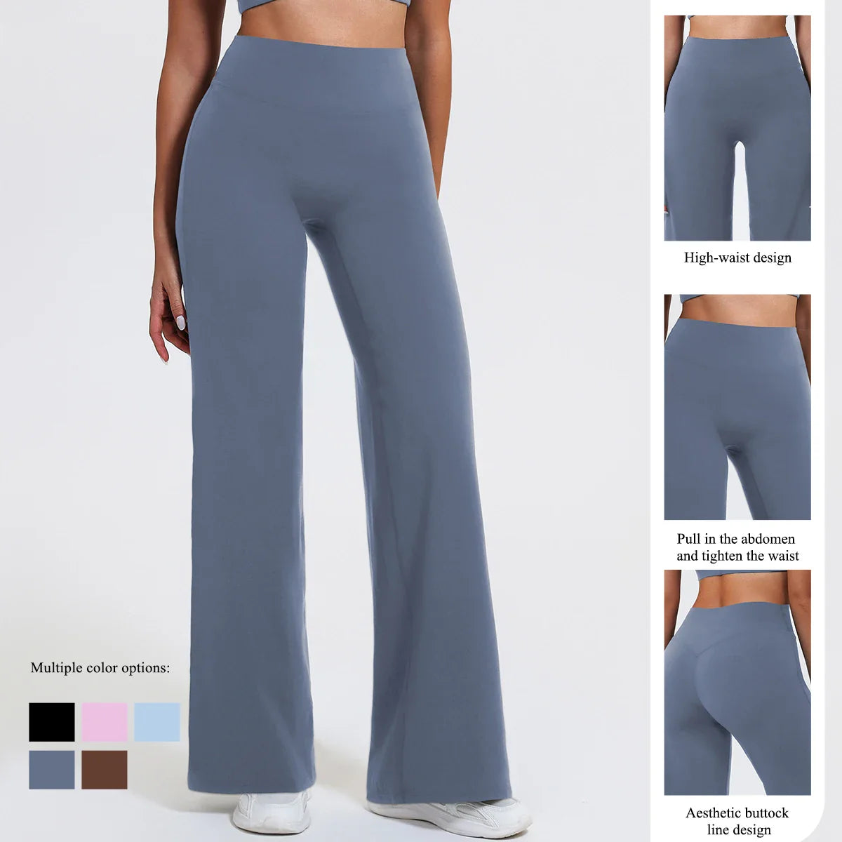 Hearuisavy Summer Straight-Leg Sports Pants Women Gym Clothing Fitness Tights Naked Feeling Compression Wide Leg Yoga Leggings