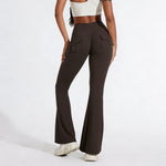 DIAS FIT JOY Women's pocket bell bottoms yoga high waisted hip lifting fitness pants quick drying running exercise fitness gym