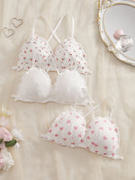 3Pcs/Set Wireless Women's Underwear Set Crisscross Back Unlined Bralette Light & Thin Japan style Lingerie Set XS-L