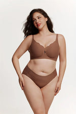 Wireless Comfortable Bra Large Cup Seamless Anti-Sagging Back Smoothing Underwear Soft Women's Hollowed-Out Full Cover Bras