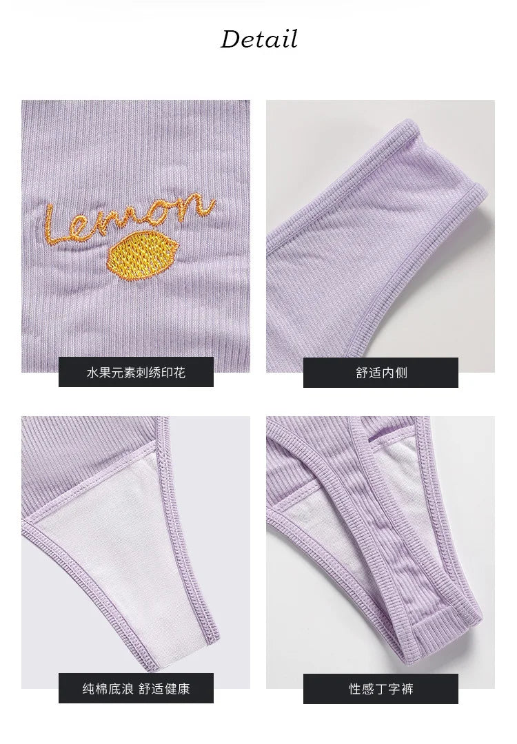 Fruit Printed Girls G String Sexy Panties Seamless Women Briefs Thong Underwear Female Low Waist Fitness Lingerie Size S-XL