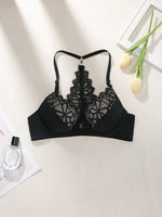 Sexy Color-Block Lace Women's Bra Beautiful Back with Hollow-Out Mesh Lace Push up Bra Comfort Underwear Lingerie