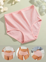 3Pcs women cotton High Waist underwear breathable Striped Panties Female Plus Size Solid Color Briefs comfortable Lingerie S-XXL