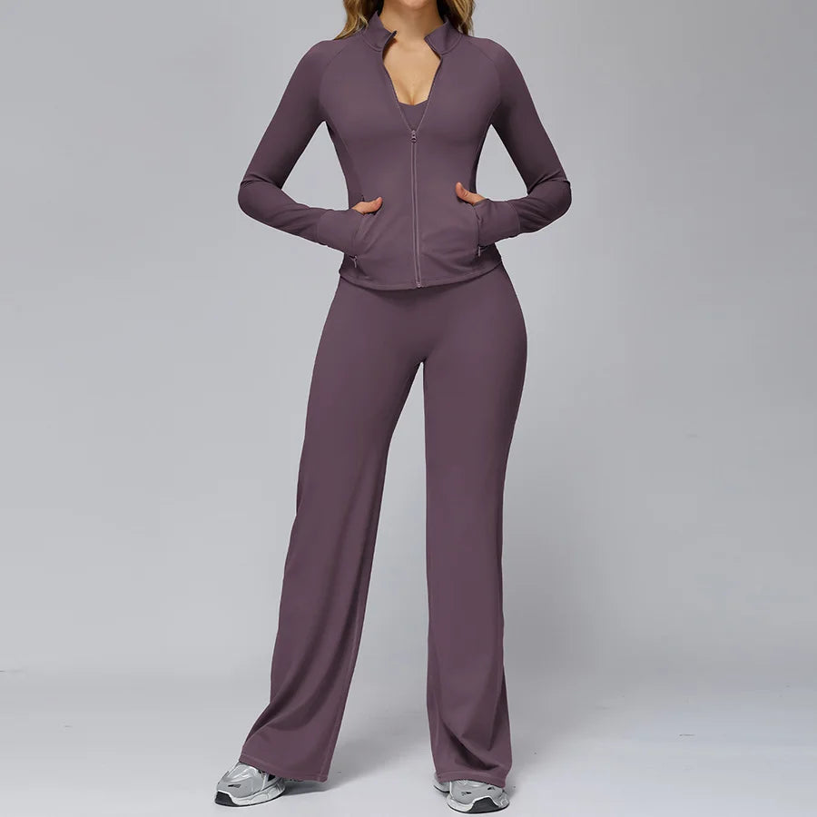 New yoga set 2 pieces gym set Women Long Sleeve Sports Shirts Sports Bra Leggings Suit Fitness Running Workout Suits Tracksuit