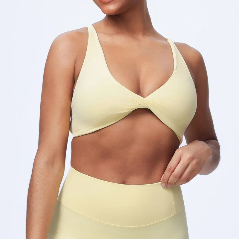 DIAS FIT JOY Women'sWorkout Sports Bras Beauty back Cross Padded Low Impact Fitness Bra Yoga Top Cycling Fitness