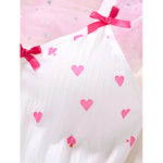 Women's Sleepwear Underwear Rose Lace Bow & Heart PrintSleep Dress Sexy Pijamas SetV NeckPajamas Mini Nightgowns Hot Dress