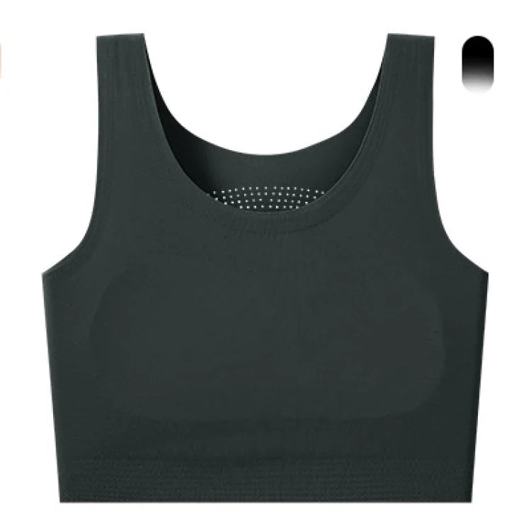 Women's Large Breasts Underwear Wide Shoulder Invisible Corset Antibump Thin Underwear Full Cup Vest Traceless Bra with Bra Pads