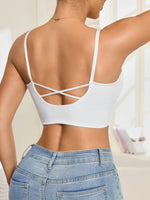 Women's Cropped Tank Top Sleeveless Padded Camisole with Crisscross Adjustable Straps Fashion Korean Style Women's Top