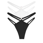 2PCS Women Sexy Cotton Panties Two Belts Hollow Out G-String Thongs Breathable Underwear for Female Solid Color Lingerie S-XL