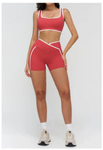 Patchwork Backless Yoga Sets Women Sportswear High Waist Gym Scrunch Bum Shorts Set Female Fitness Sports Suit Workout Clothes
