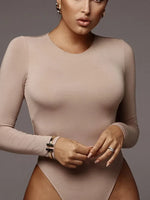 O Neck Long Sleeve Solid White Sexy Bodysuit Women Black Autumn Winter Body Top Gray Casual Lady Streetwear Bodysuits