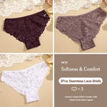 3Pcs Lace Sexy Transparent Panty Women's Panties Sexy Breathable Pink-Brown Series Underwear Female Low Waist Soild Lingerie