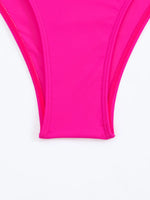 Sexy Tie Shoulder High Waist Bikinis Sets Two Pieces Pink Swimsuit Women Padded Swimwear Bandeau Brazilian Biquini Beach Wear
