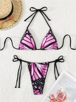 Sexy 4 Colors Printed Halter Padded Bikini Female Swimsuit Women Swimwear Two-pieces Bikini set Bather Bathing Suit Swim K4910