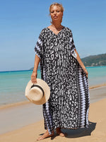 2025 Loose Boho Style Maxi Dress Print Face Swim Suit Cover-up Bohemian Dress Robe Plage Kaftan Maxi Dress Beach Wear Tunics
