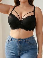 Plus Size Lace Women's Bra Thin Cup Push-up Bra Underwire Side Support Wide Strap Comfortable Bra Women