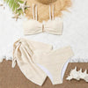 Beige Texture Solid Swimwears 3 Piece Bikini Set Cover Ups U Shapped Sexy Swimsuit Women 2026 Bathing Suit High Waist Bikinis test