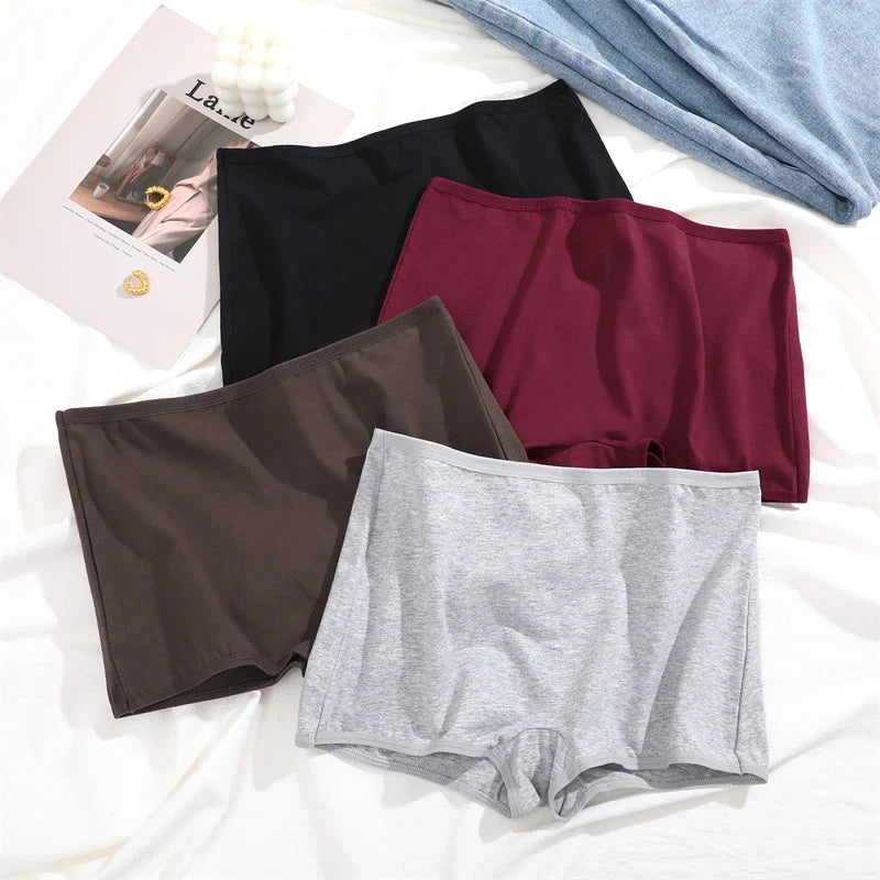 3PCS Women's Panties Cotton Seamless Sports Boxers Underwear Female Solid Color Briefs Cozy Lingerie Intimate Underpants XS-XL