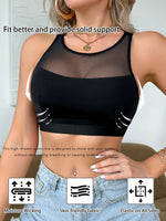 Women's Sexy Bras Breathable Mesh Seamless Yoga Sports Camisole Wireless Single-Layer Bra