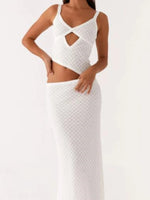Fashion Cut Out Women Long Dresses Elegant Party Stylish Solid Maxi Dress Sleeveless Spaghetti Strap Slim Bodycon Dress Vestidos