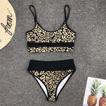 Sexy Golden Printed Bikini High Waist Swimsuit Women Swimwear Two-pieces Bikini set Bather Splicing Bathing Suit Swim Wear V1717